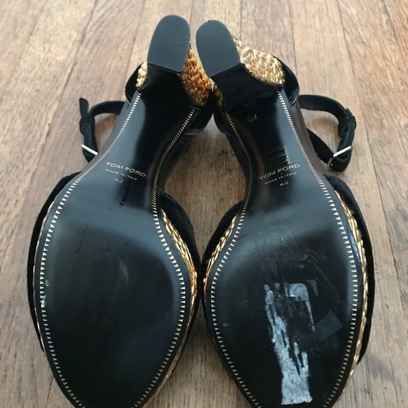 Tom Ford Black & Metallic Gold  Heels - Picture 8 of 8